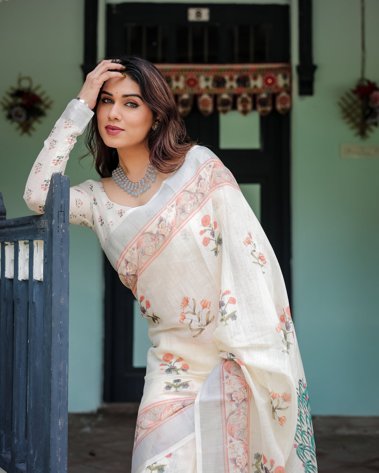 KASHVI PURE LINEN SAREE