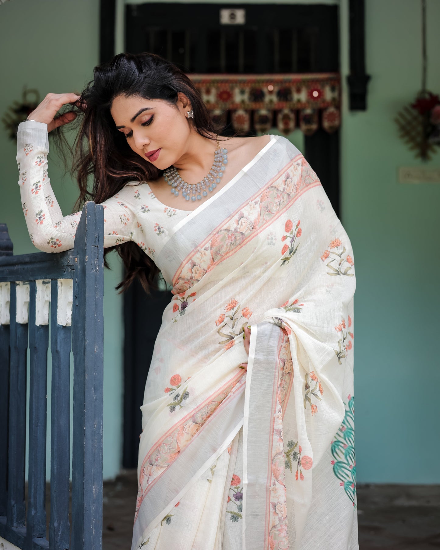 KASHVI PURE LINEN SAREE