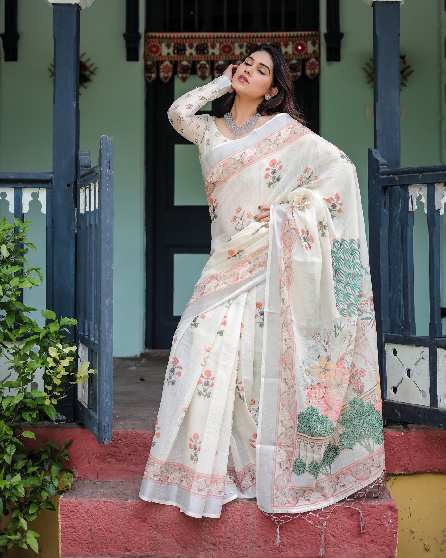 KASHVI PURE LINEN SAREE