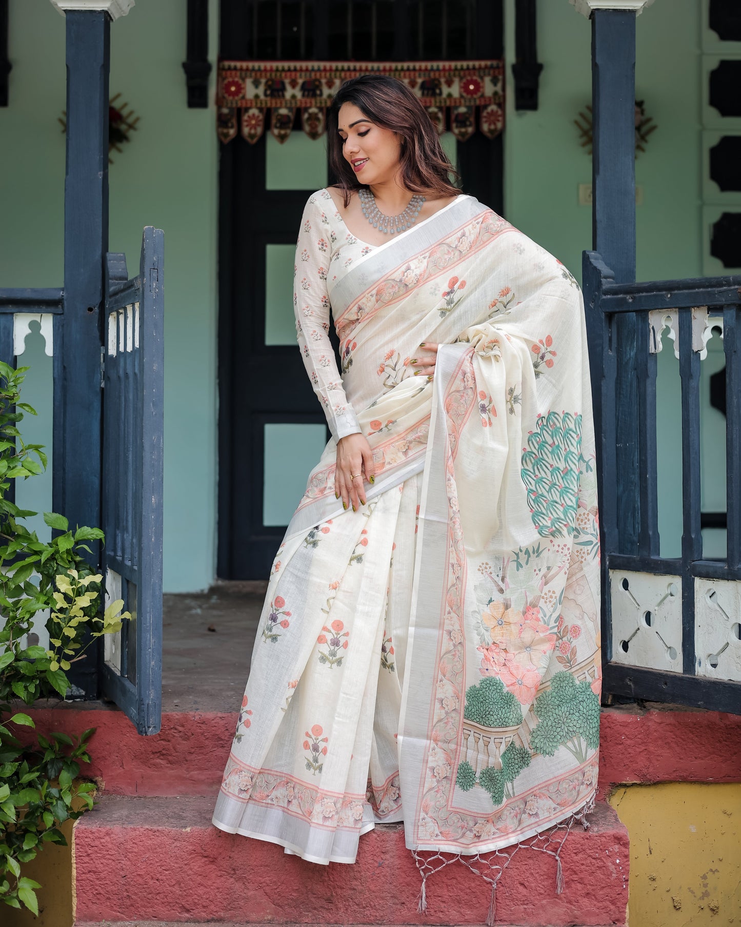 KASHVI PURE LINEN SAREE
