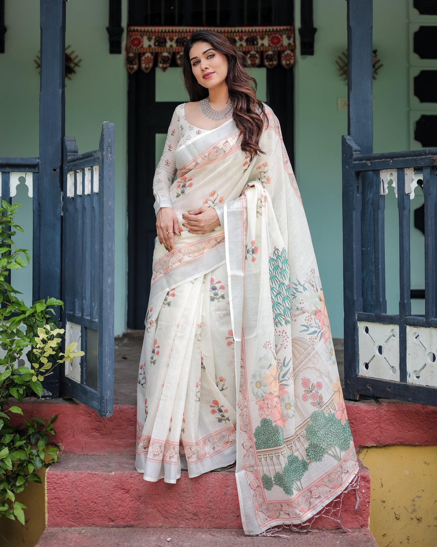 KASHVI PURE LINEN SAREE