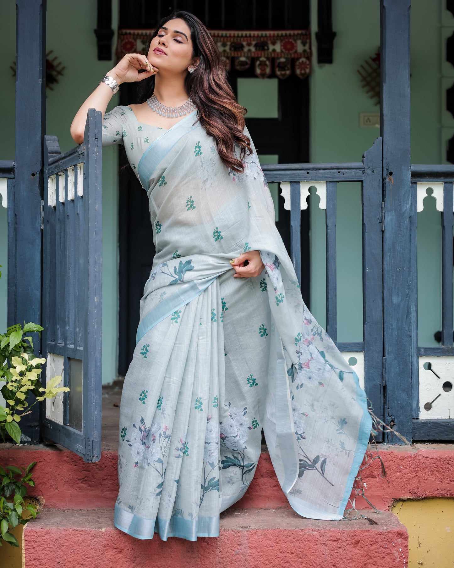 KASHVI PURE LINEN SAREE