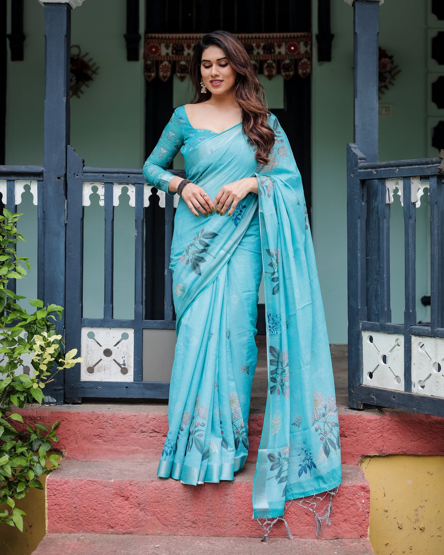 KASHVI PURE LINEN SAREE