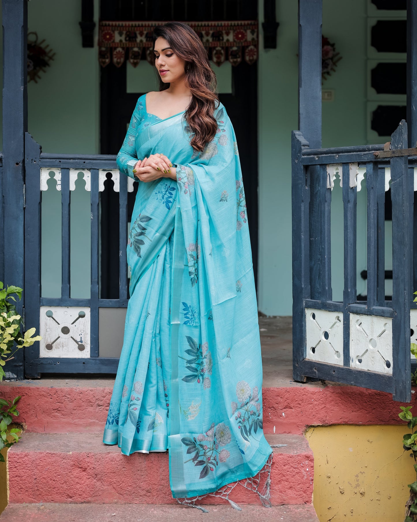 KASHVI PURE LINEN SAREE