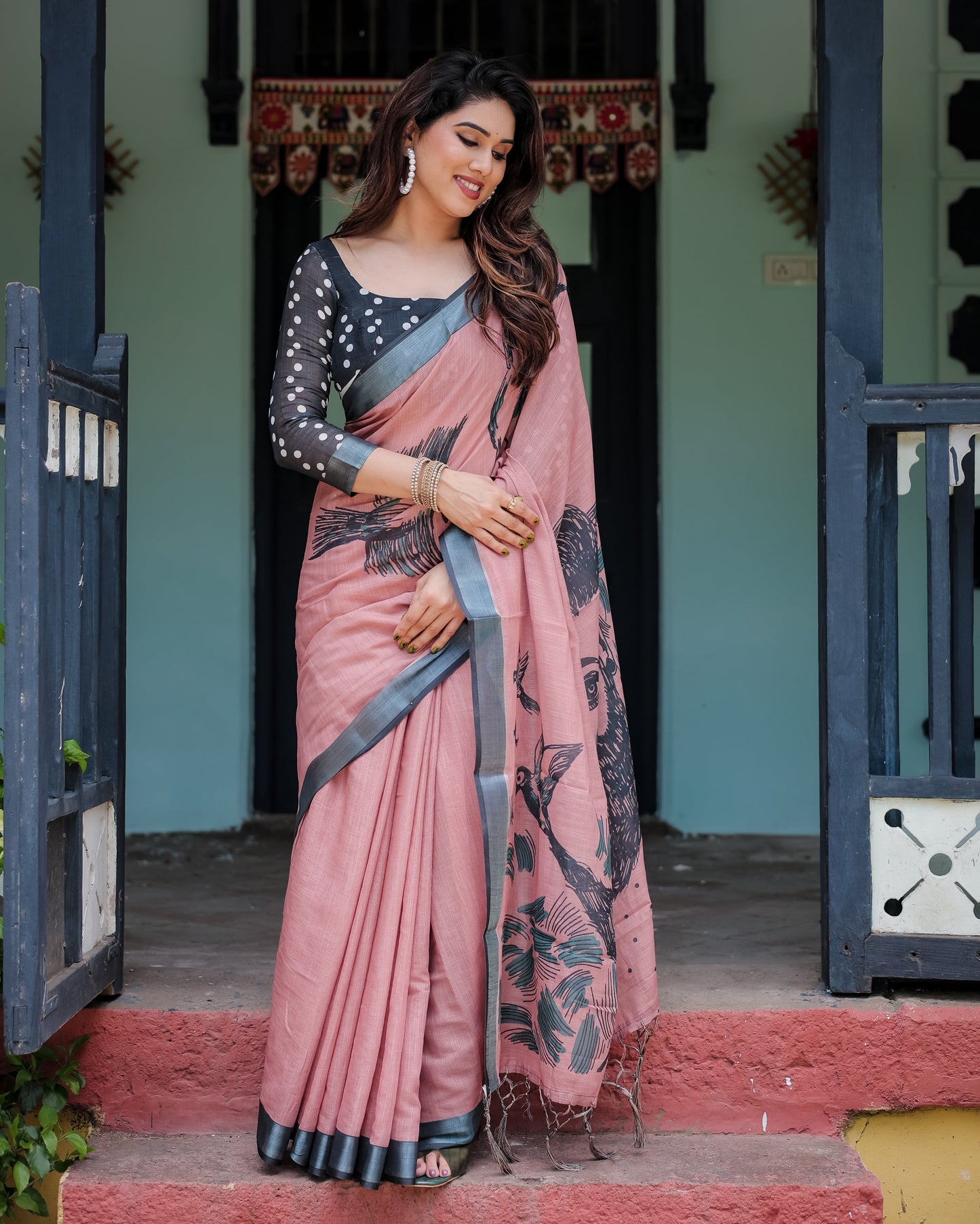 KASHVI PURE LINEN SAREE