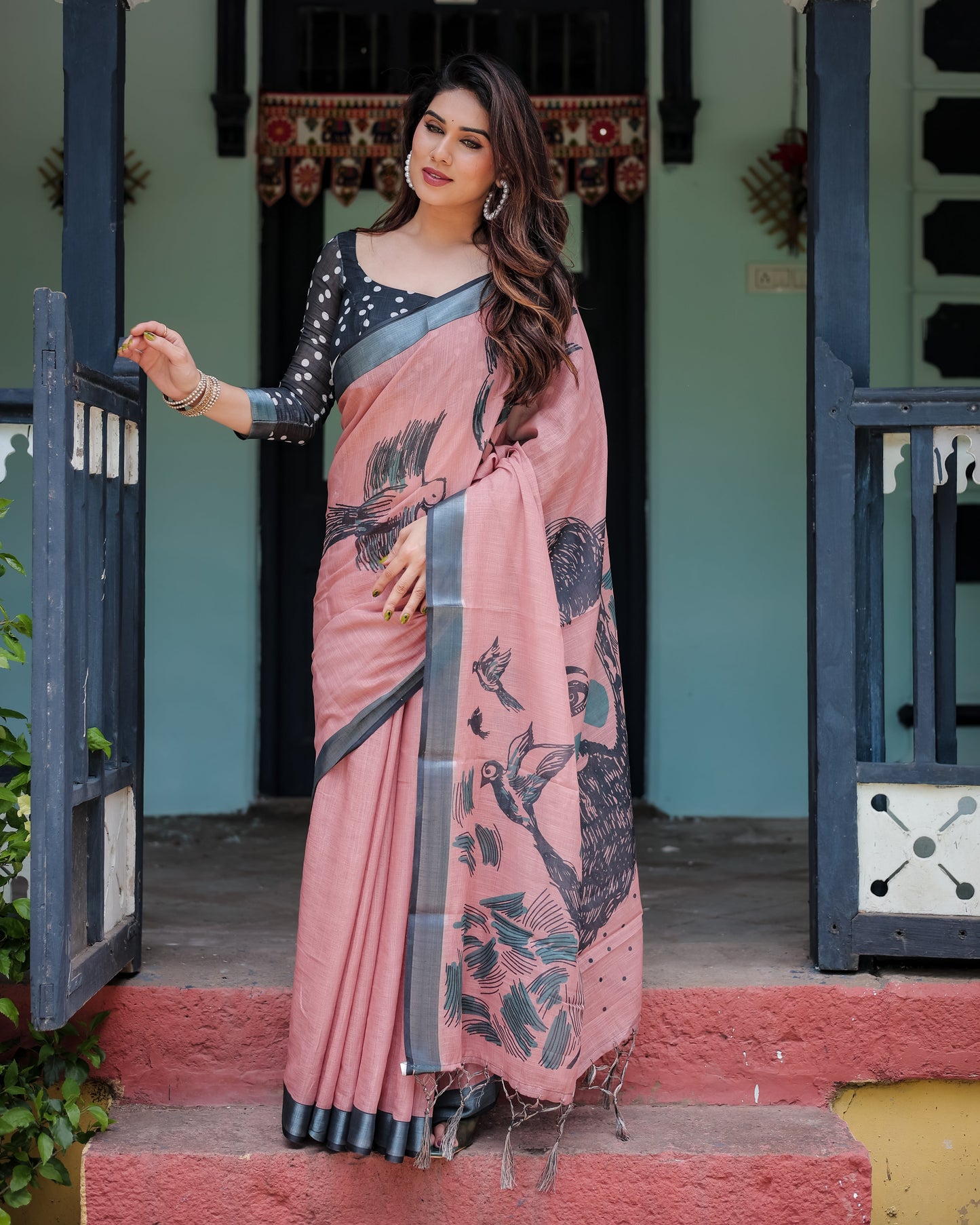 KASHVI PURE LINEN SAREE