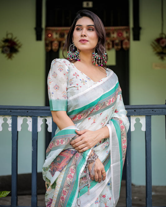 KASHVI PURE LINEN SAREE