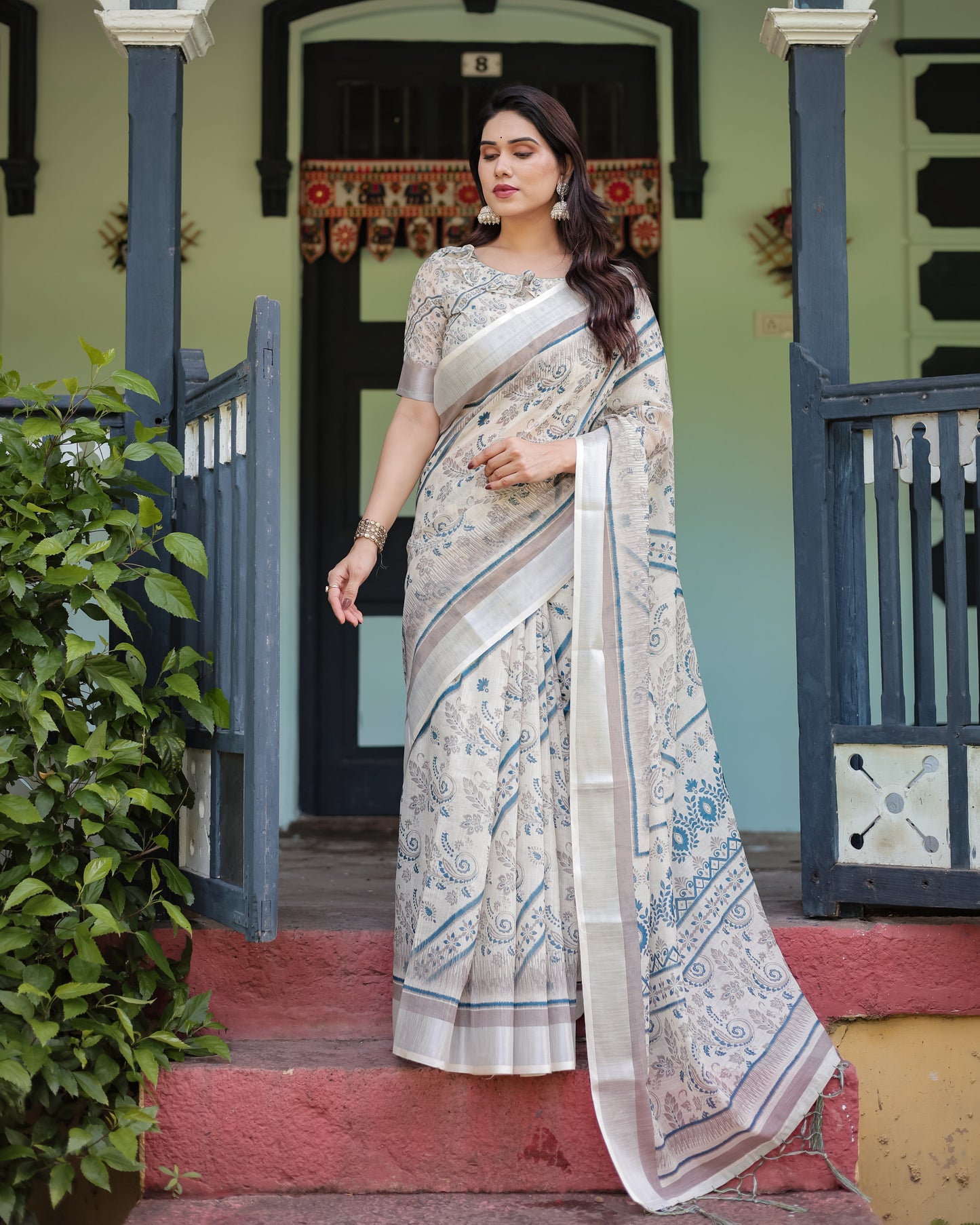 KASHVI PURE LINEN SAREE