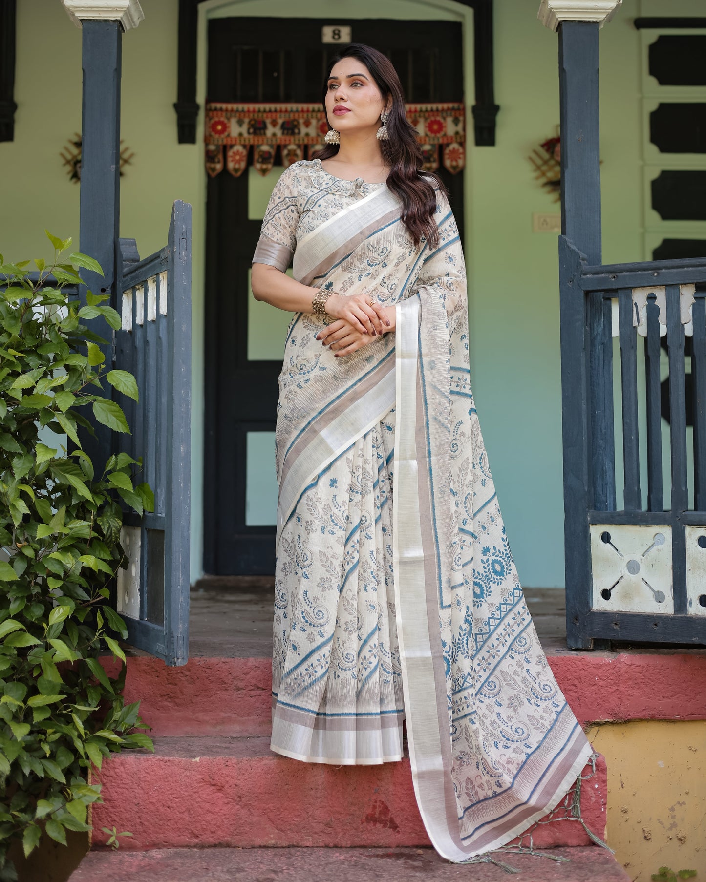 KASHVI PURE LINEN SAREE