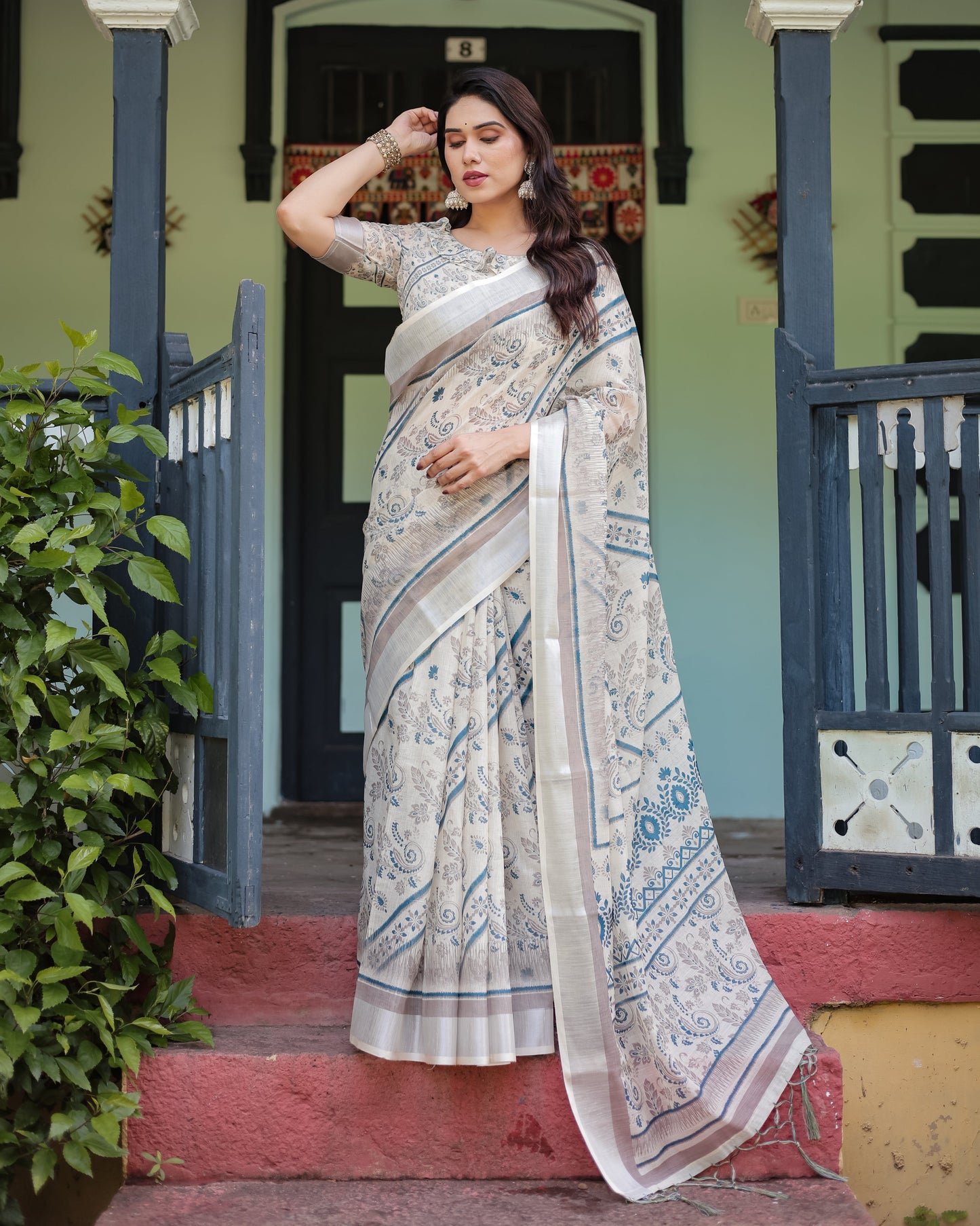 KASHVI PURE LINEN SAREE