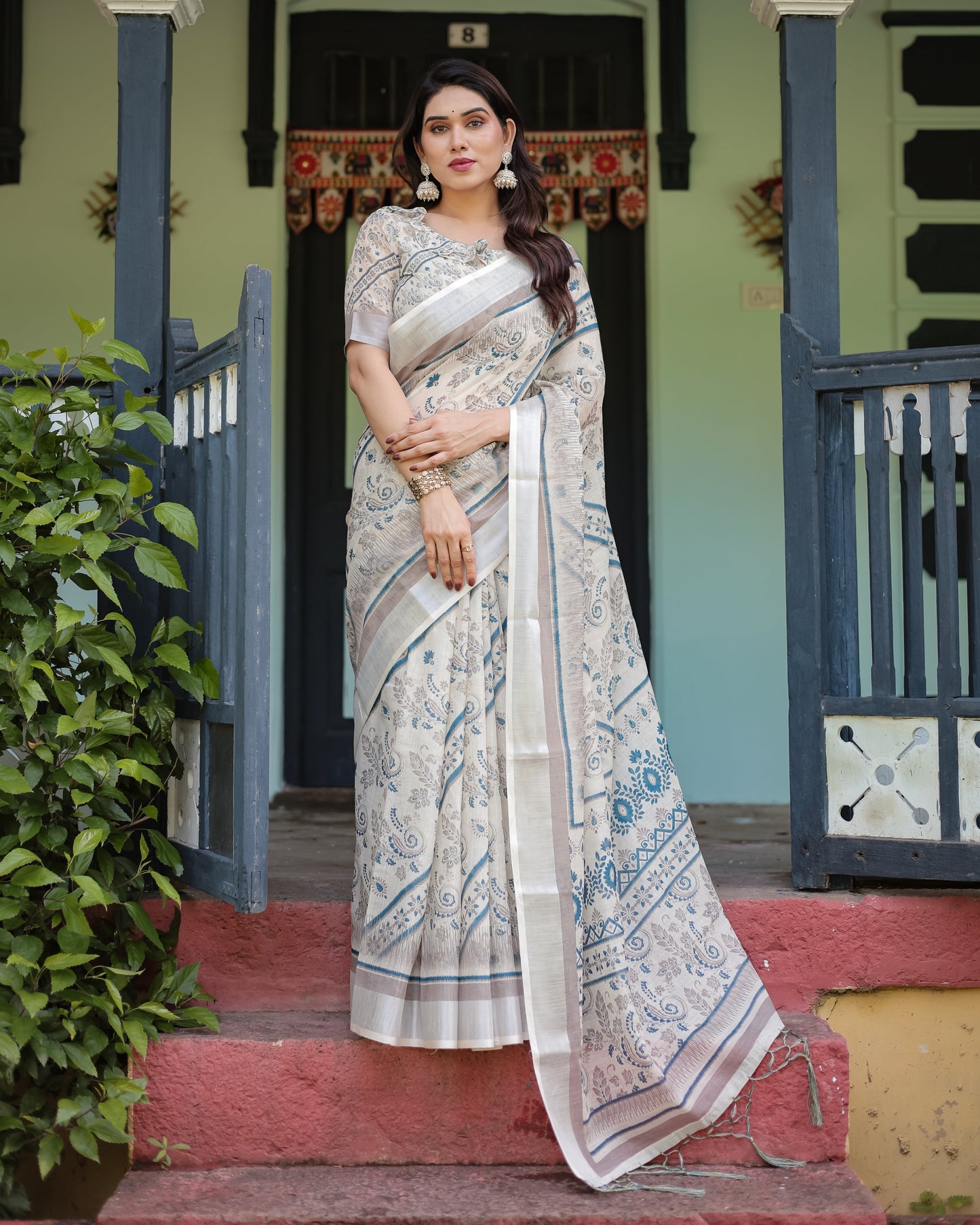 KASHVI PURE LINEN SAREE