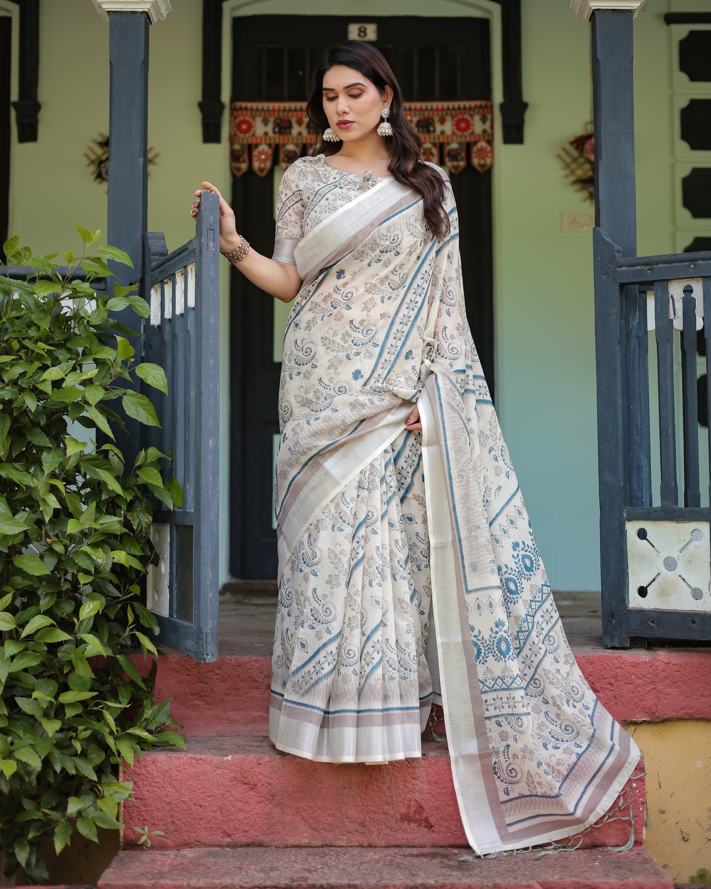 KASHVI PURE LINEN SAREE