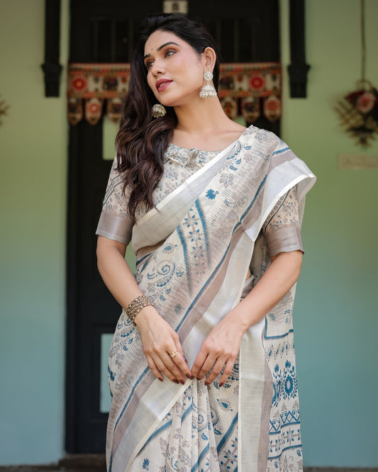 KASHVI PURE LINEN SAREE