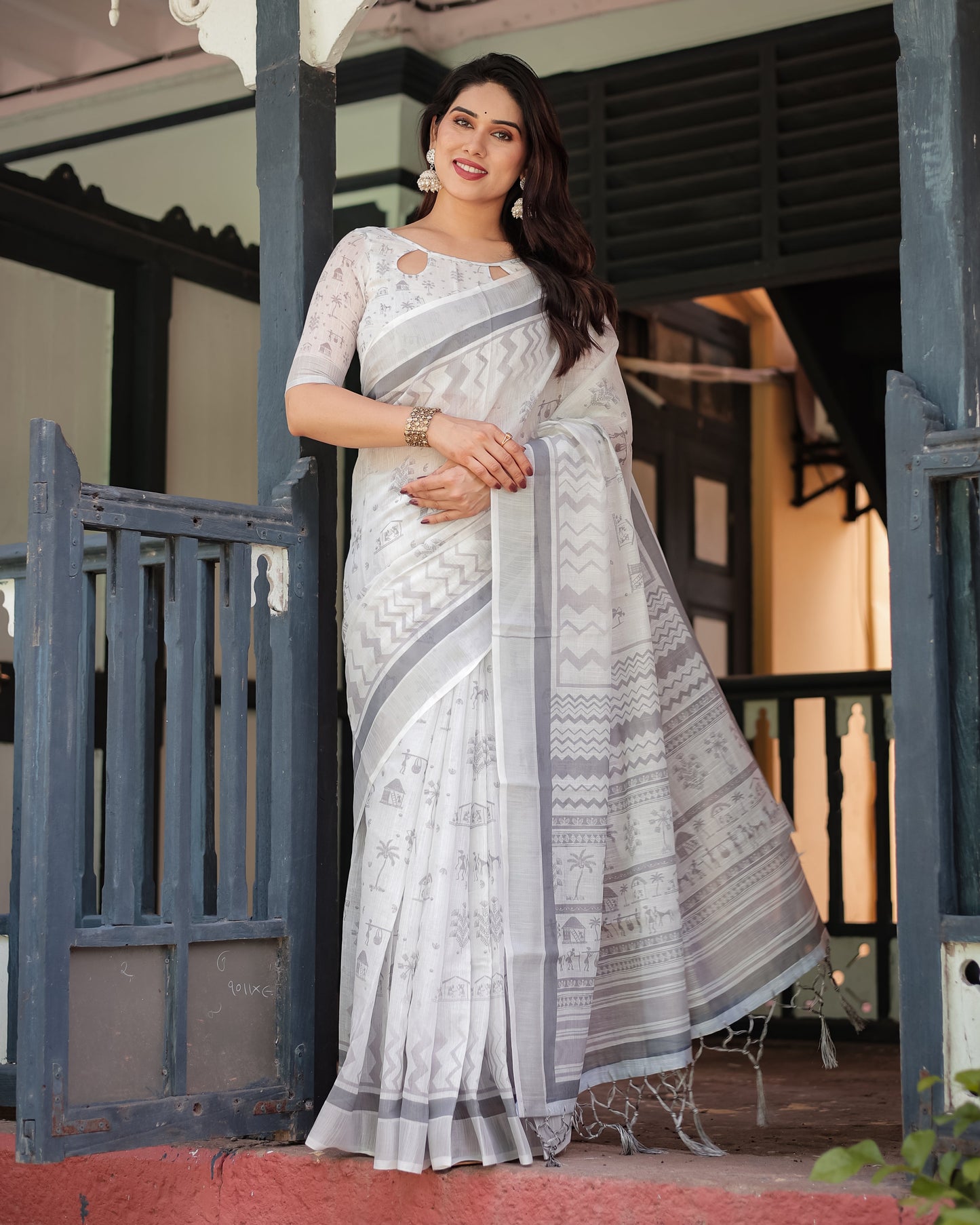 KASHVI PURE LINEN SAREE