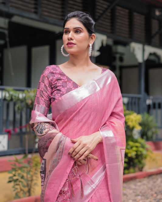 KASHVI PURE LINEN SAREE
