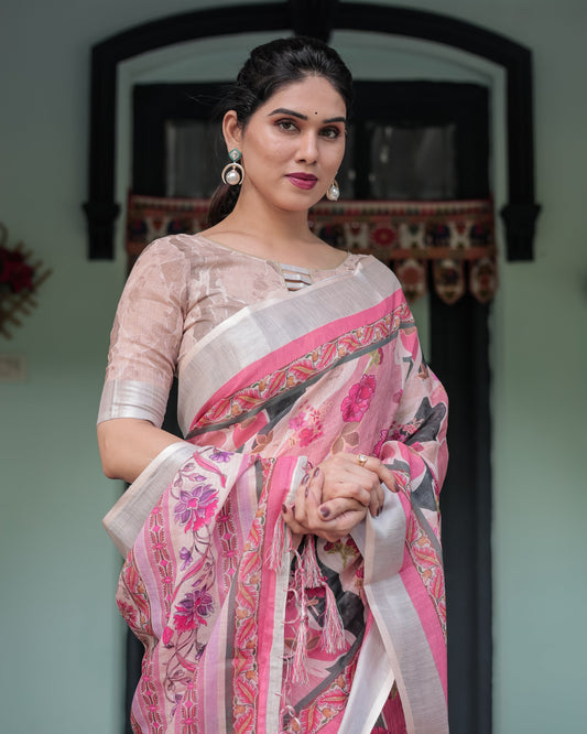 KASHVI PURE LINEN SAREE