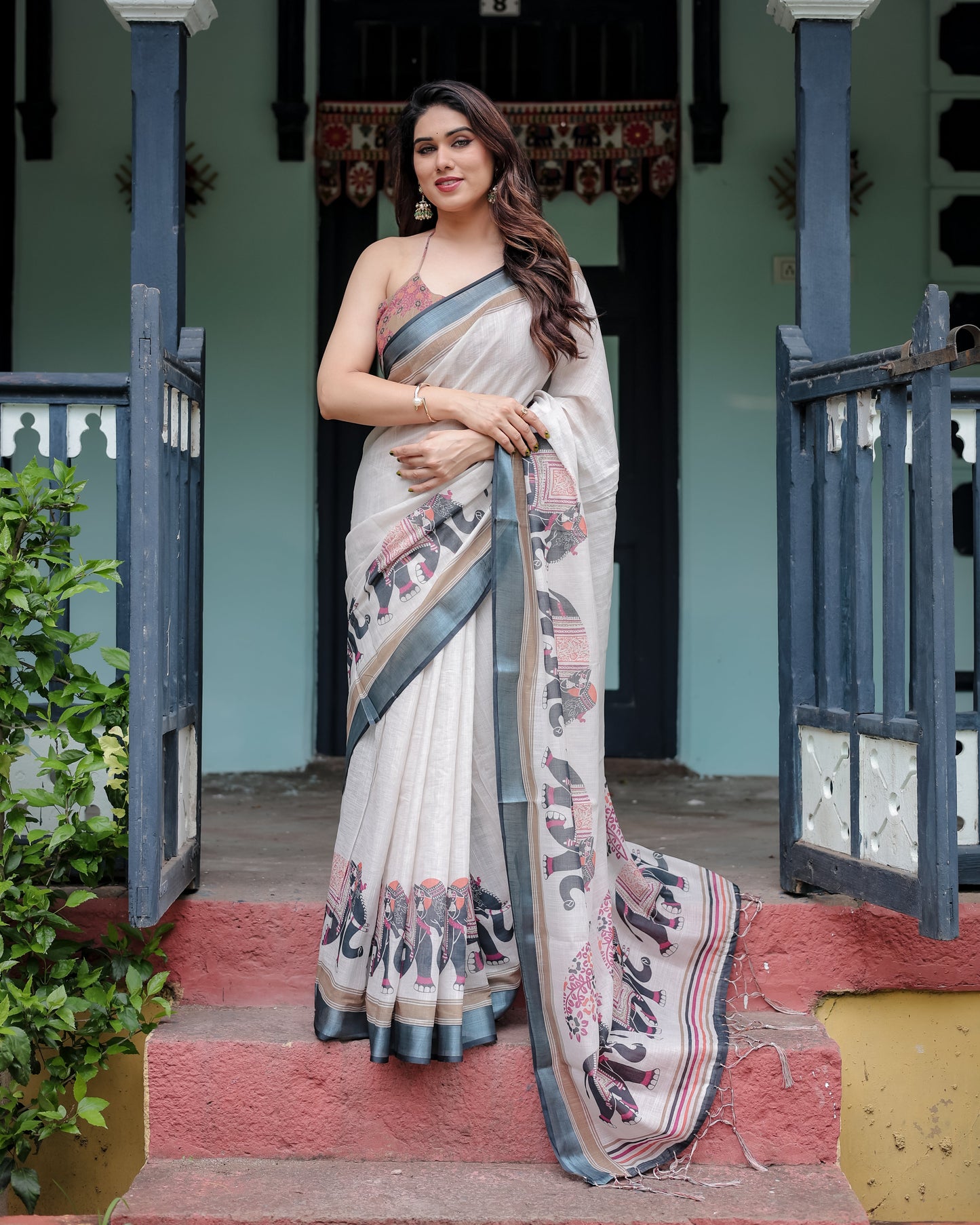 KASHVI PURE LINEN SAREE