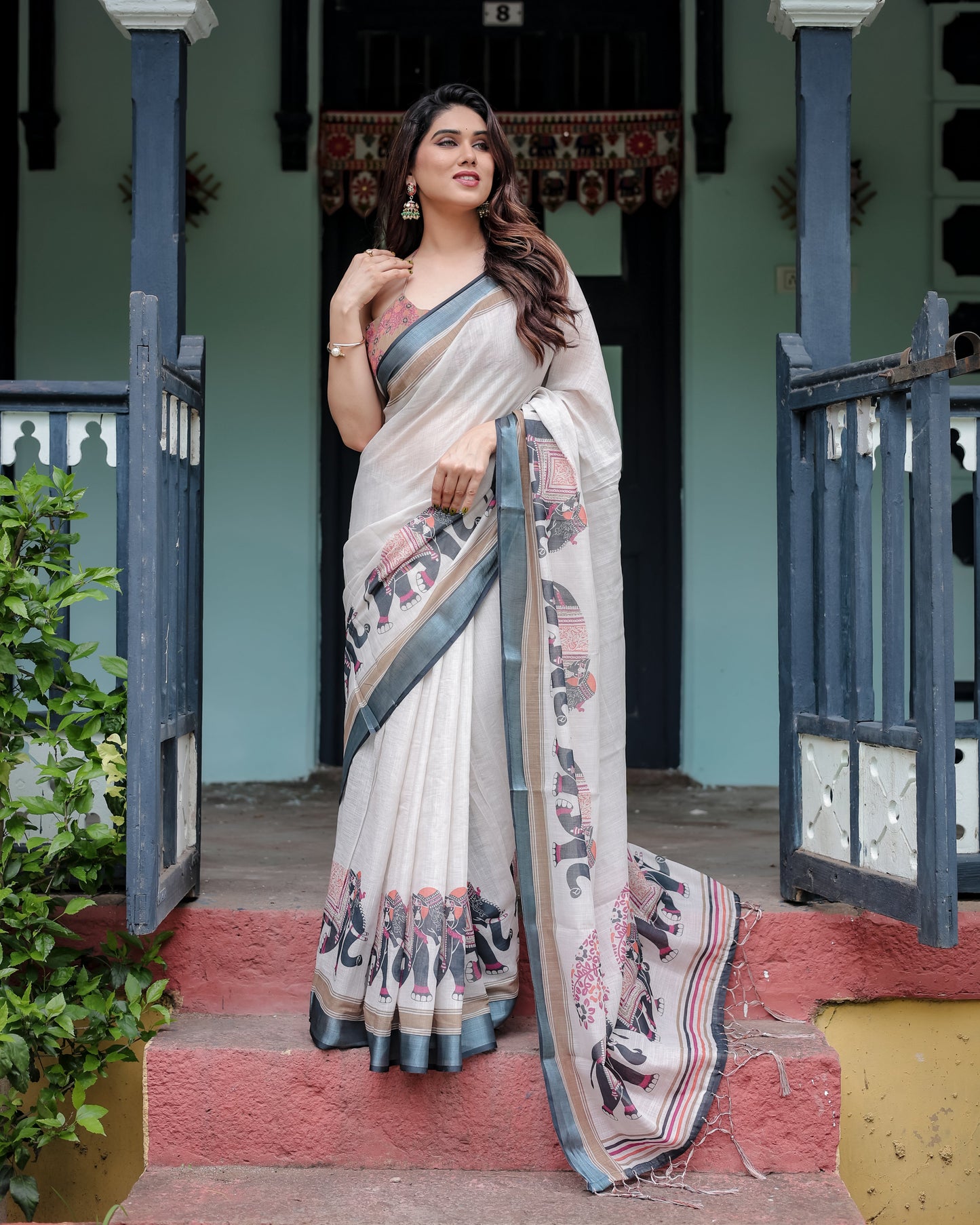 KASHVI PURE LINEN SAREE