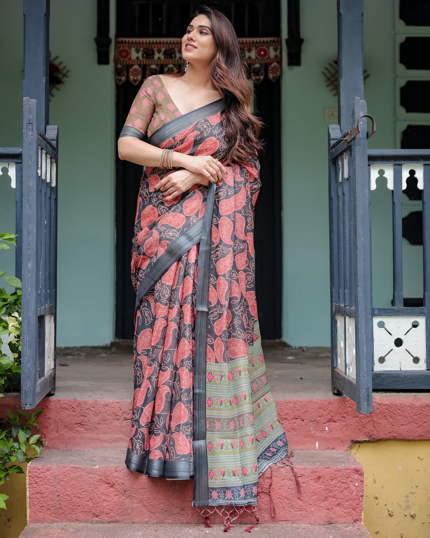 KASHVI PURE LINEN SAREE