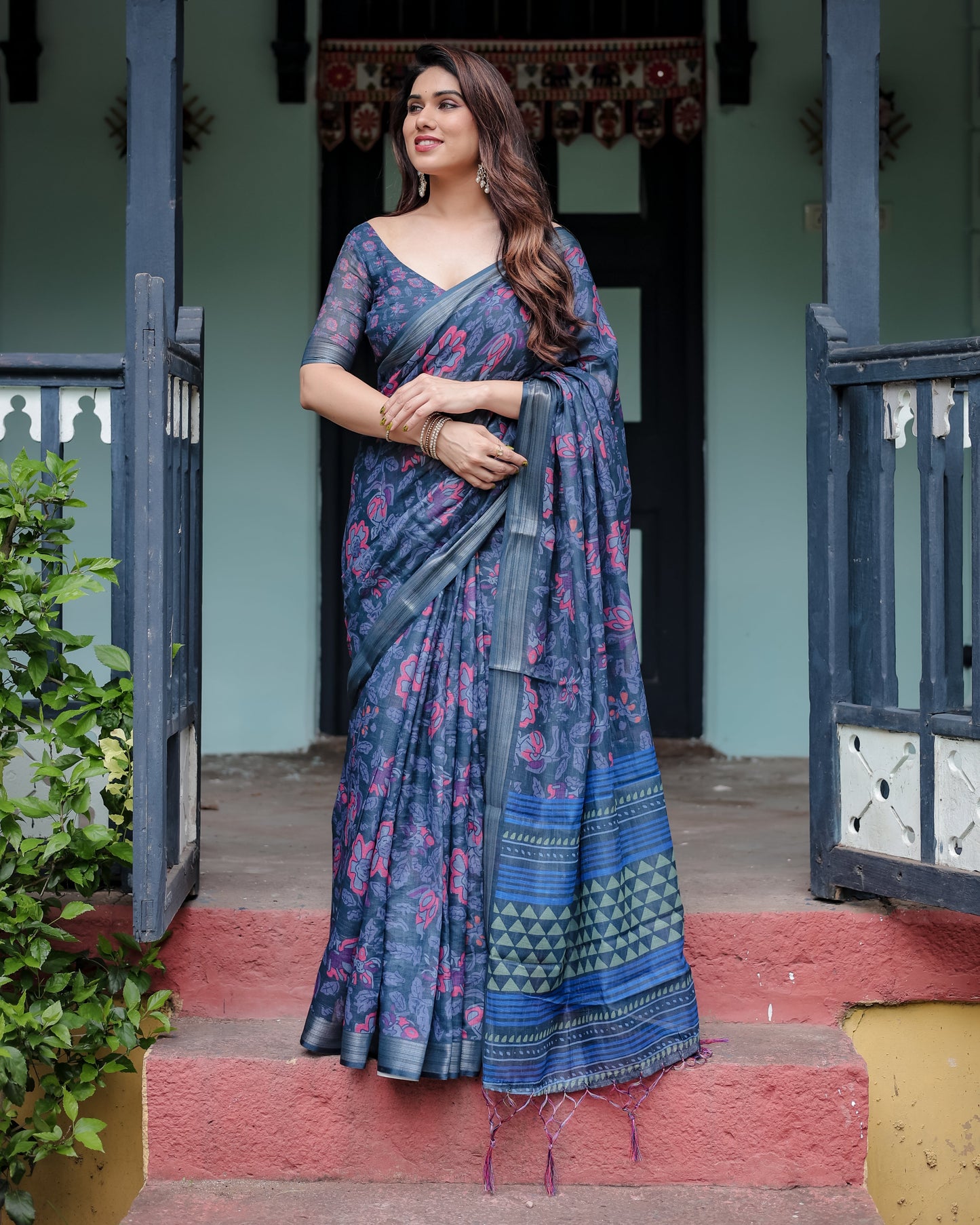 KASHVI PURE LINEN SAREE