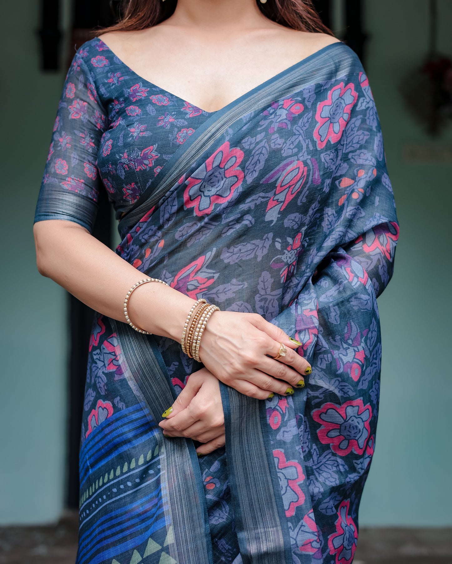 KASHVI PURE LINEN SAREE