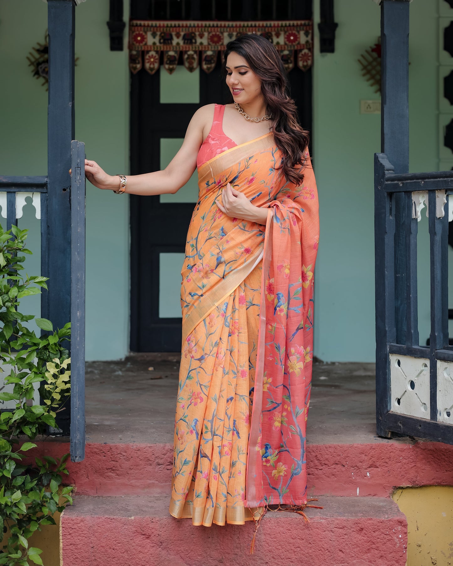 KASHVI PURE LINEN SAREE