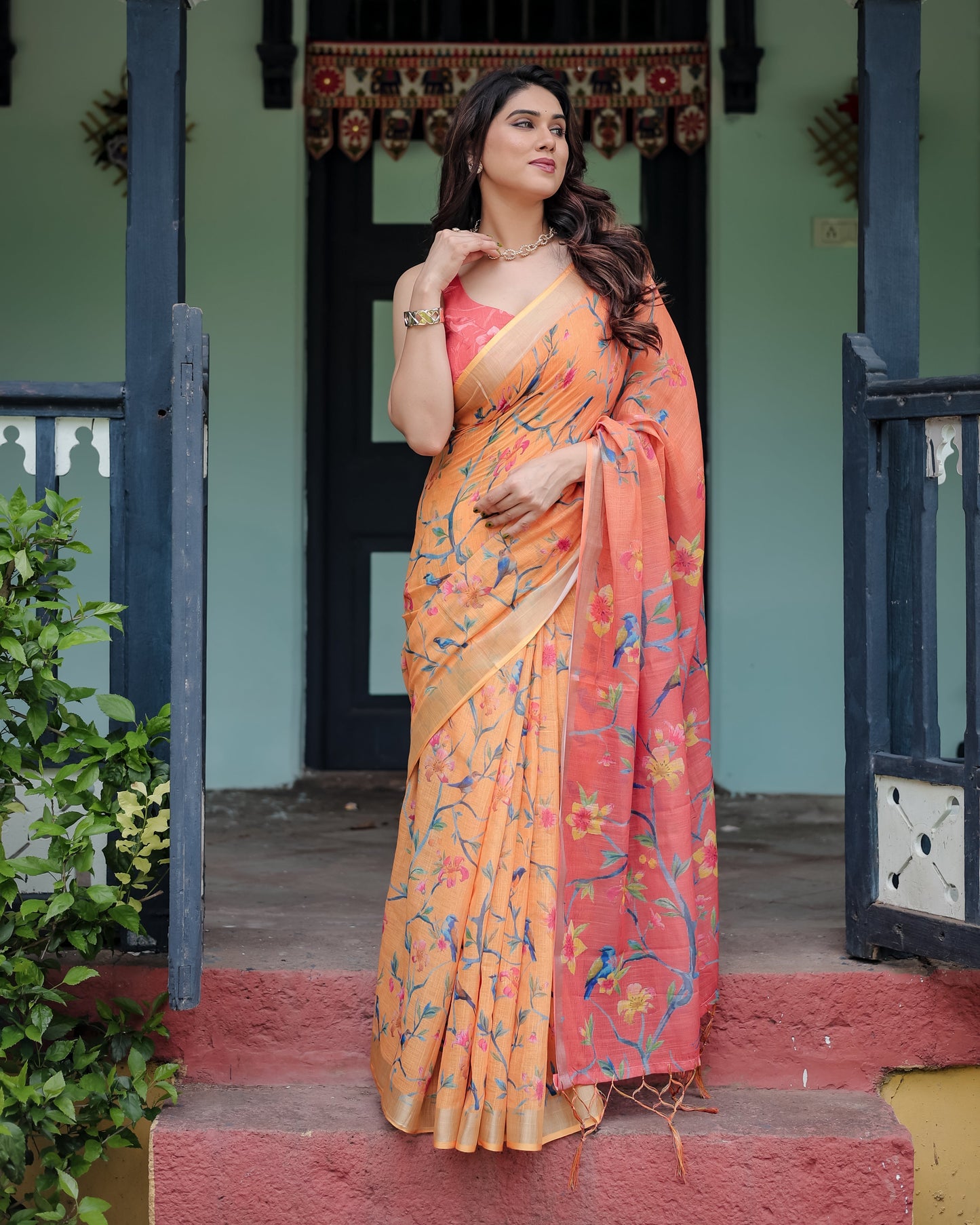 KASHVI PURE LINEN SAREE