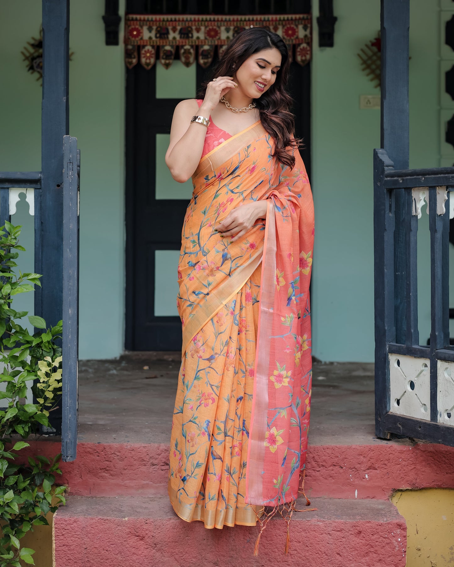 KASHVI PURE LINEN SAREE