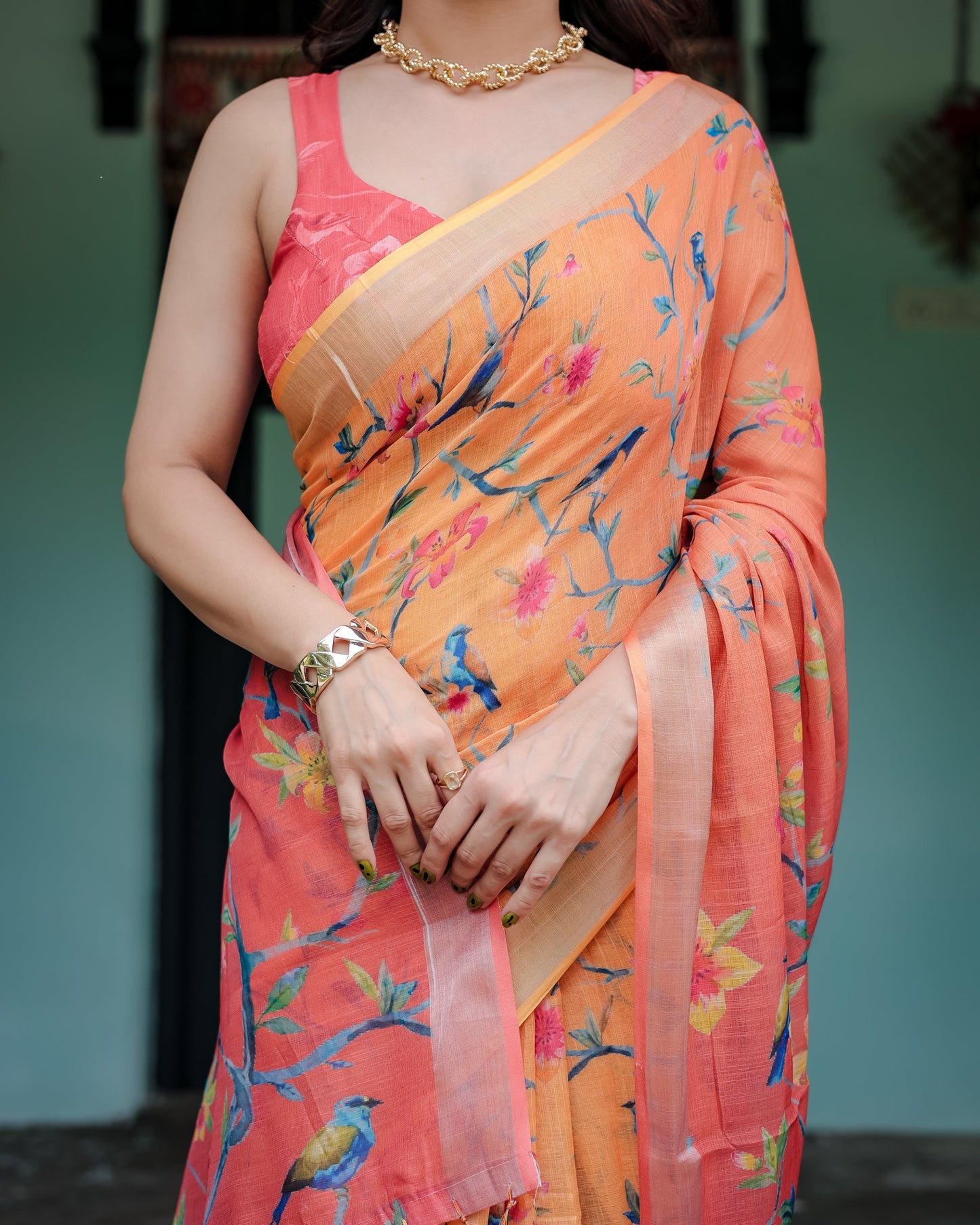 KASHVI PURE LINEN SAREE