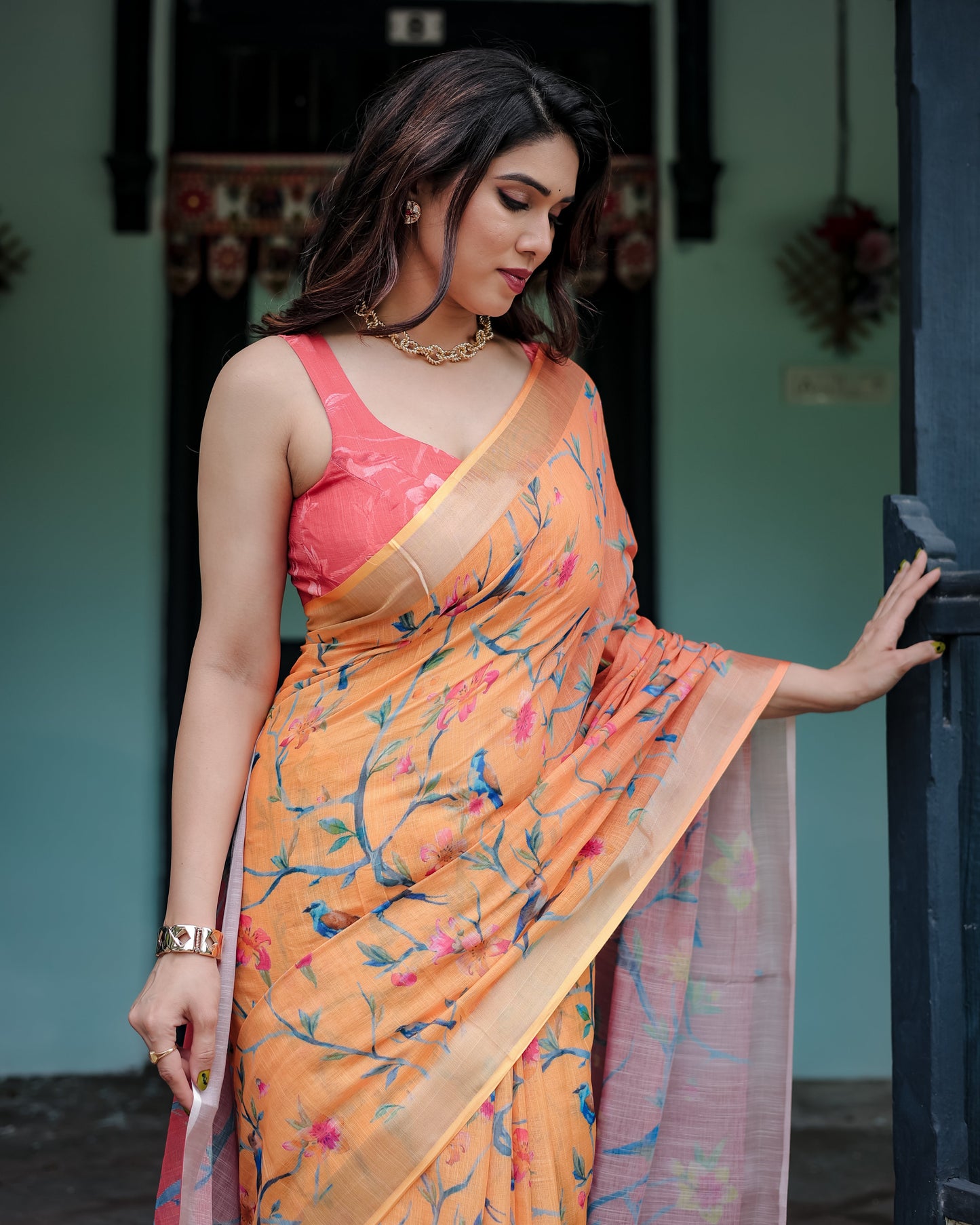 KASHVI PURE LINEN SAREE