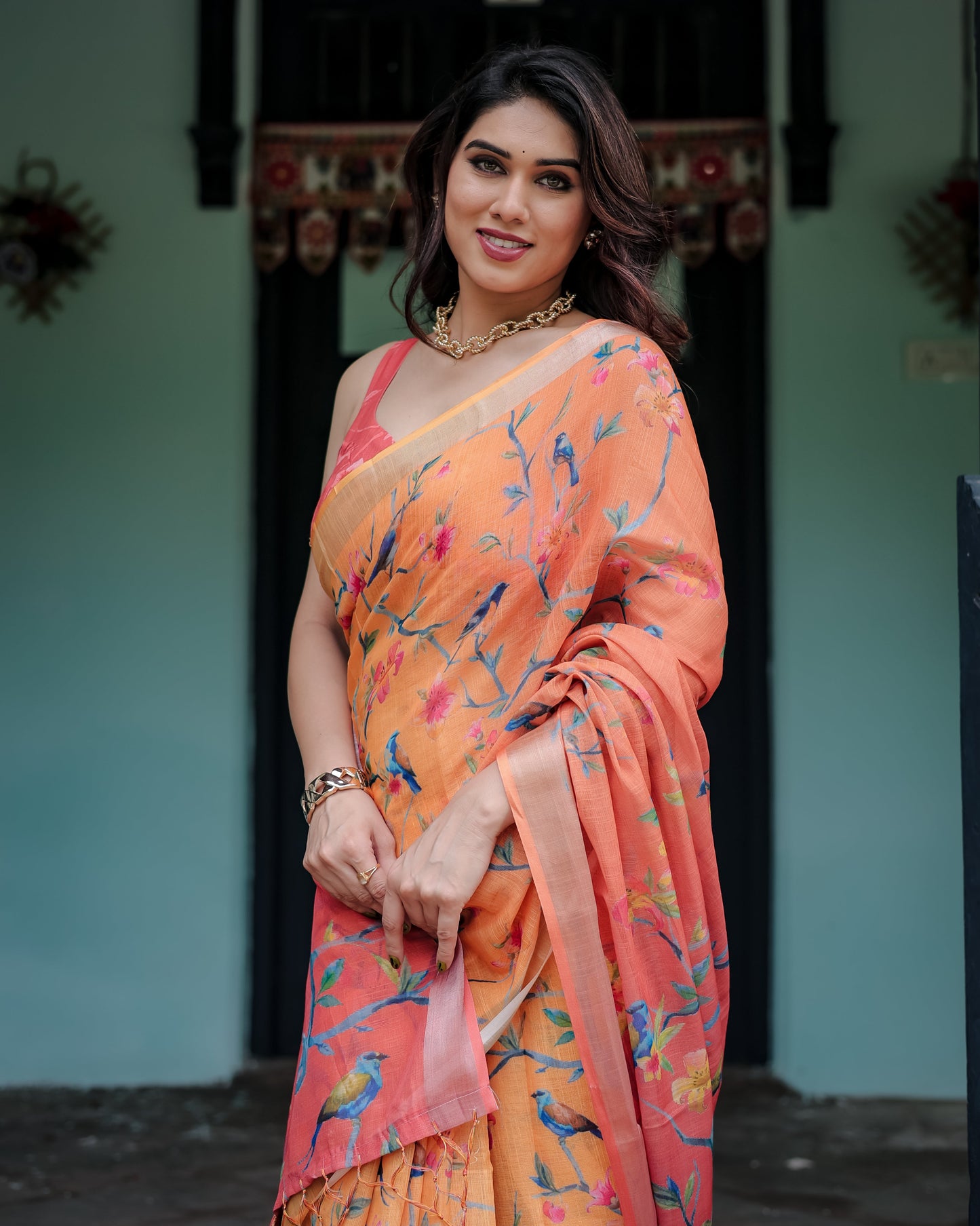 KASHVI PURE LINEN SAREE