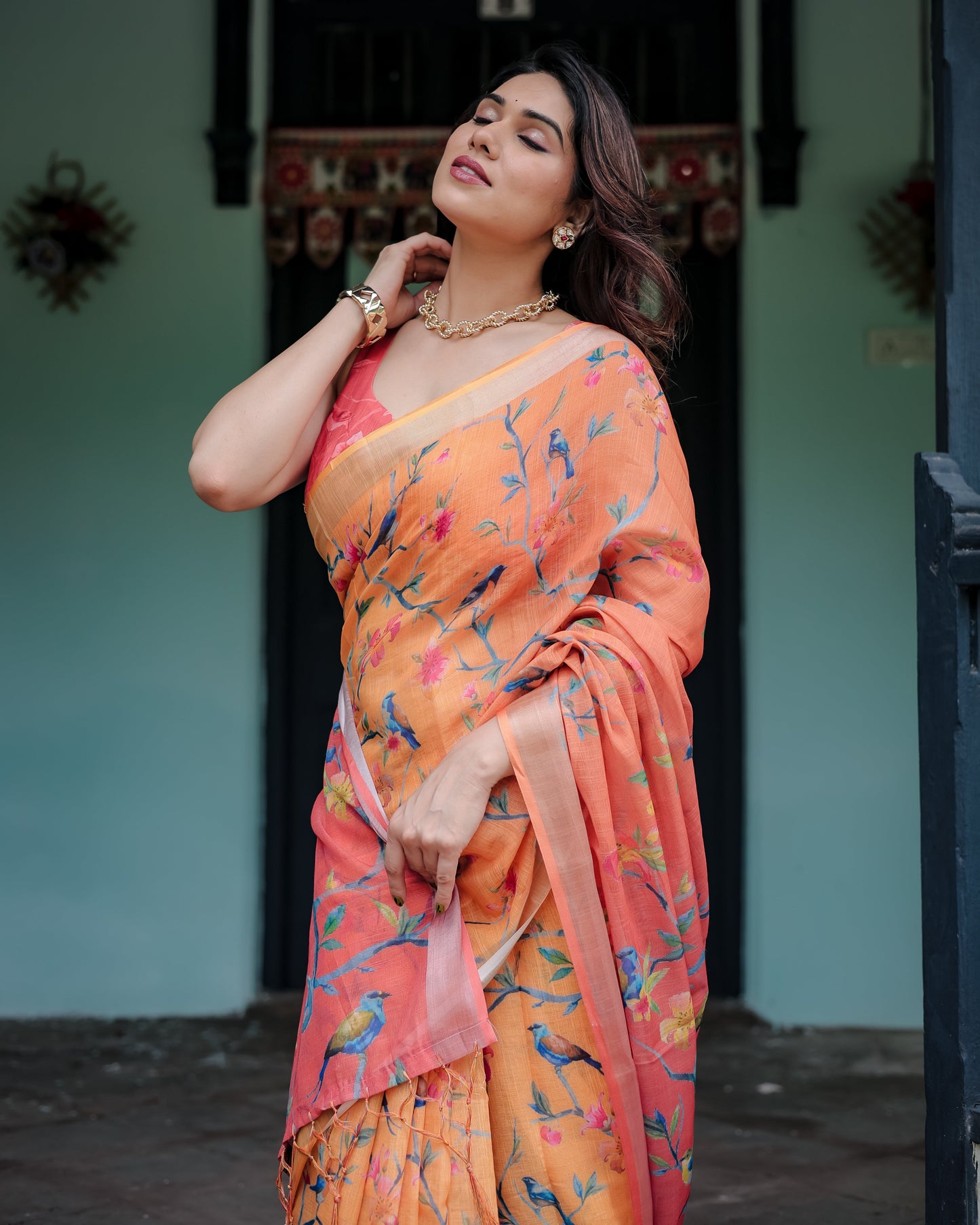 KASHVI PURE LINEN SAREE
