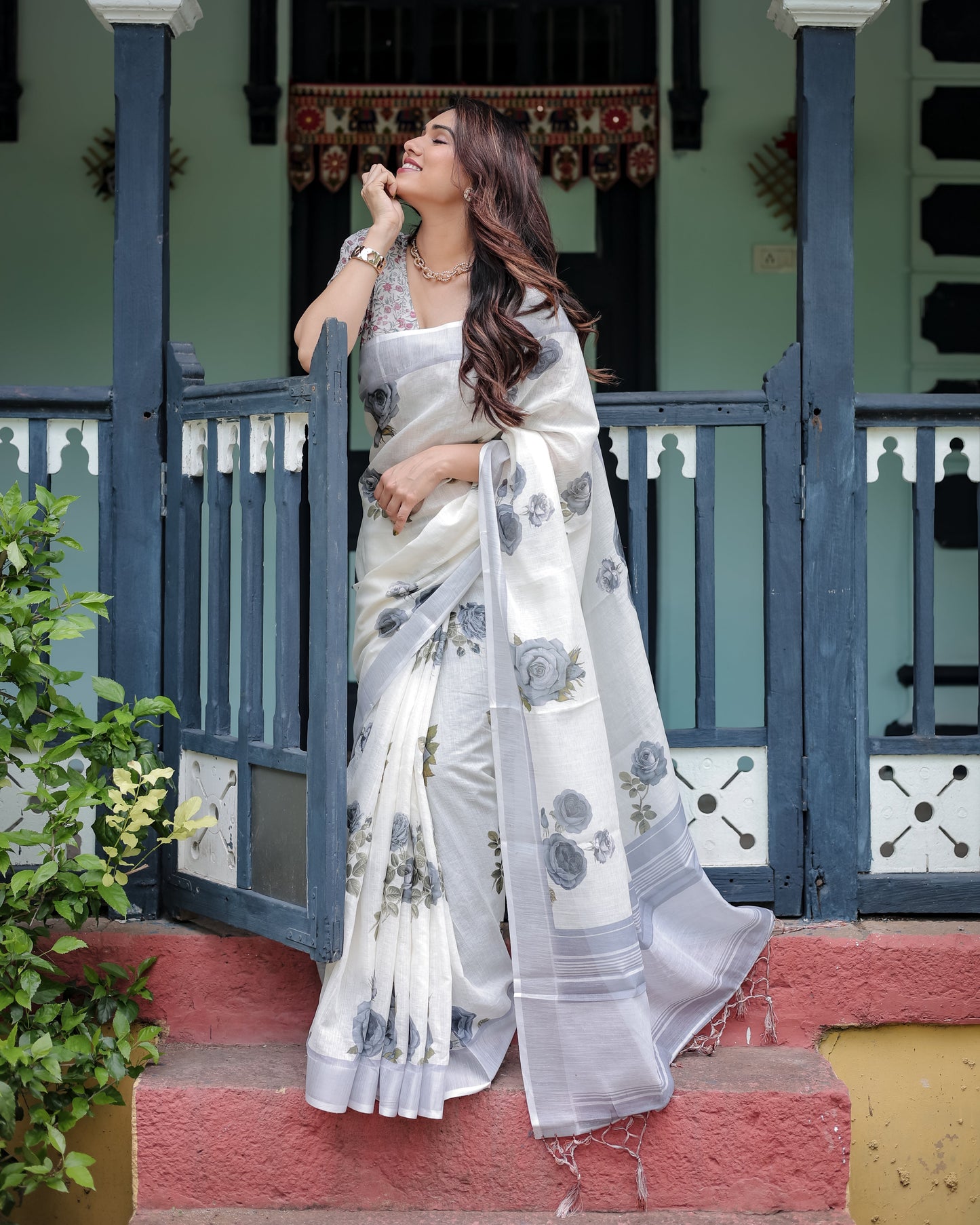 KASHVI PURE LINEN SAREE