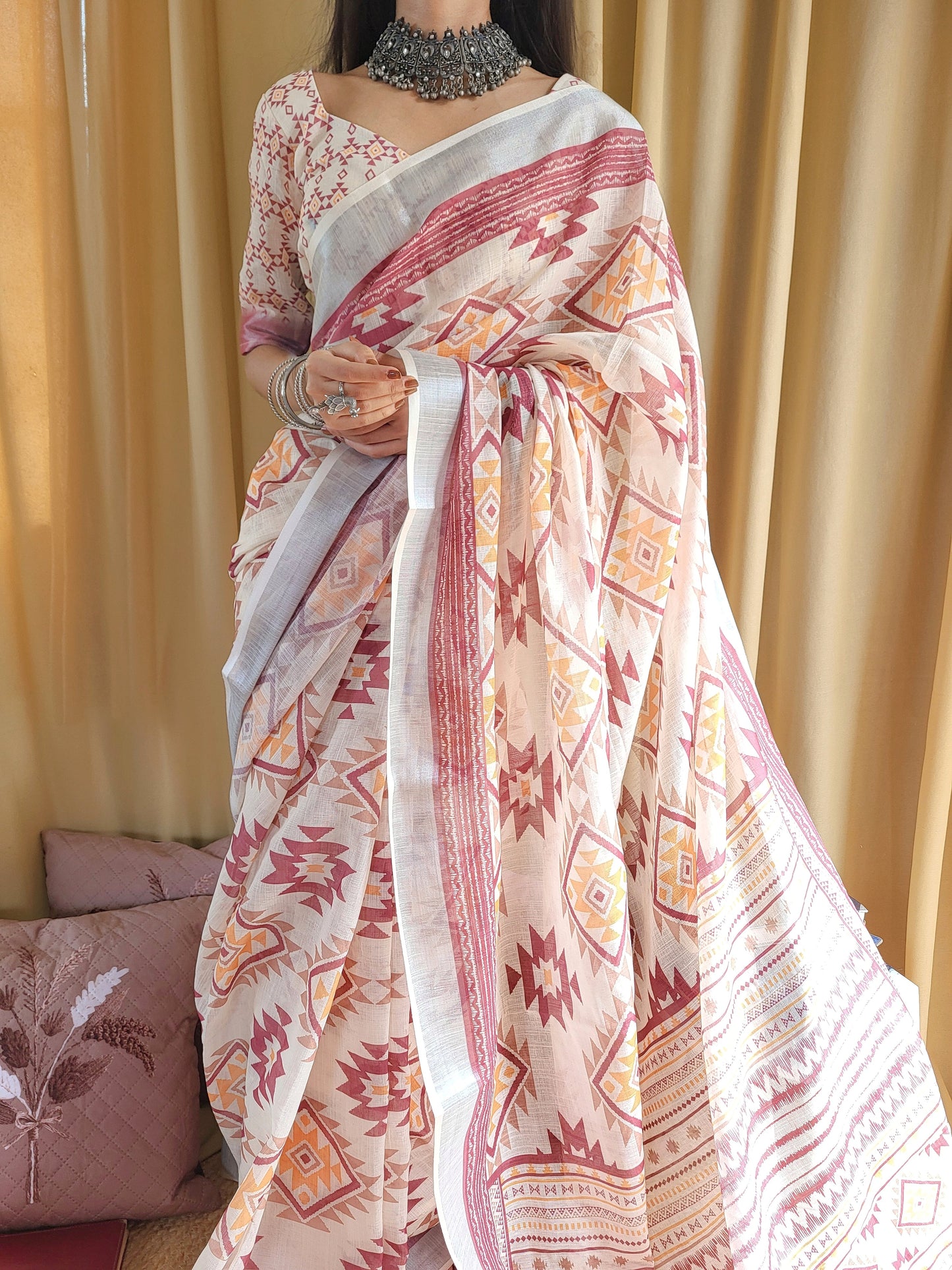 KASHVI PURE LINEN SAREE