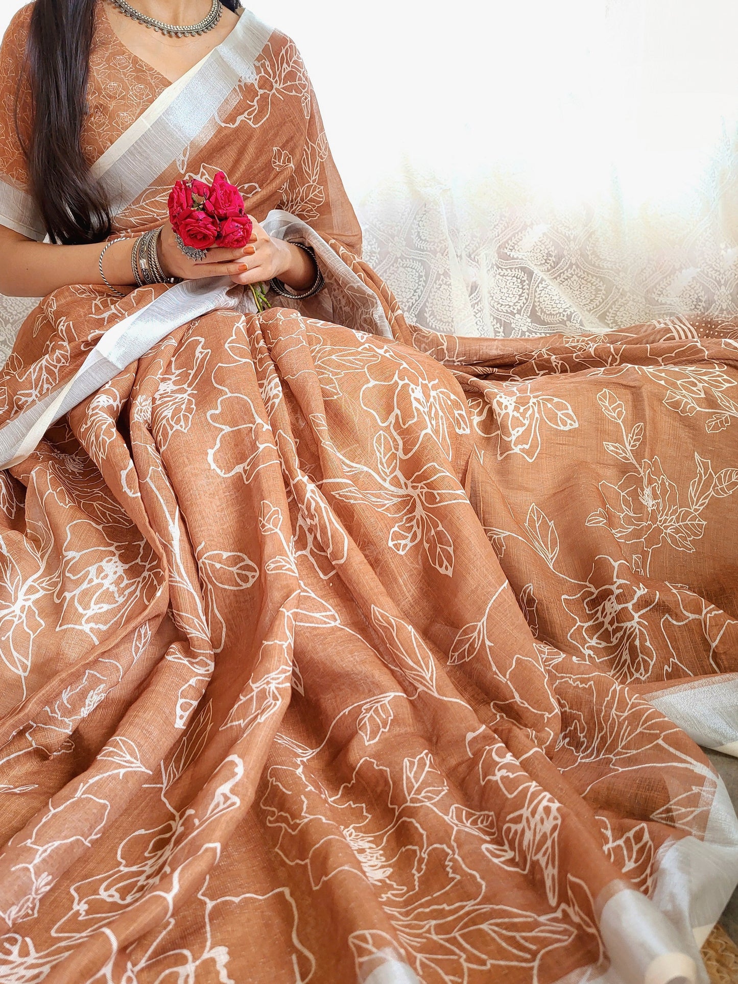 KASHVI PURE LINEN SAREE