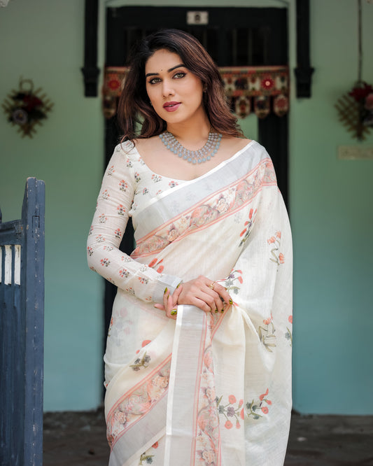 KASHVI PURE LINEN SAREE