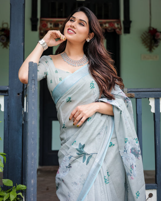 KASHVI PURE LINEN SAREE
