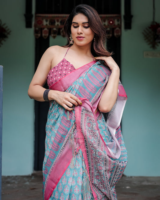 KASHVI PURE LINEN SAREE