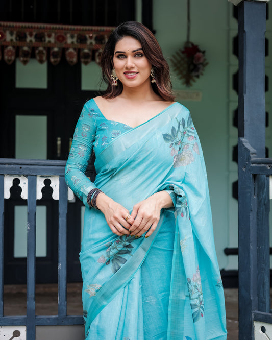 KASHVI PURE LINEN SAREE