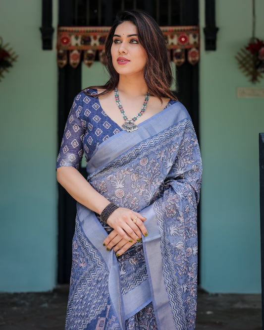 KASHVI PURE LINEN SAREE