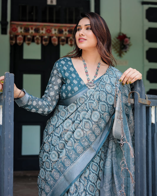 KASHVI PURE LINEN SAREE