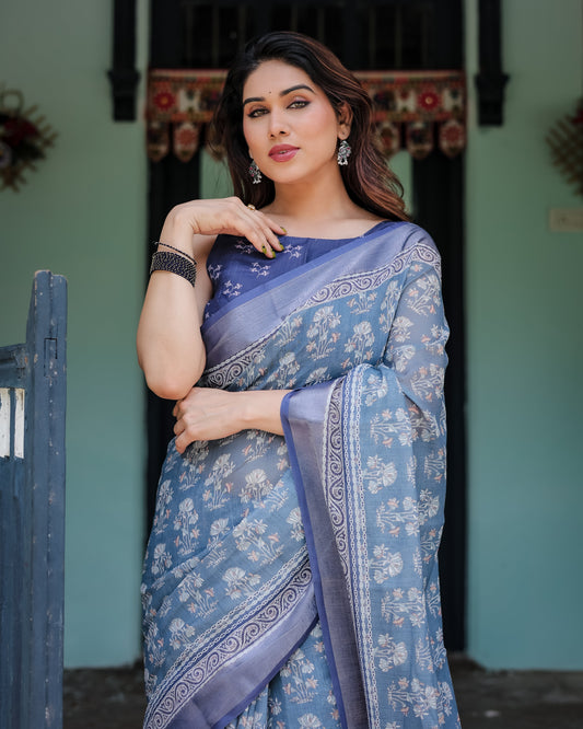KASHVI PURE LINEN SAREE