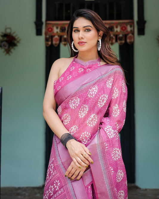 KASHVI PURE LINEN SAREE