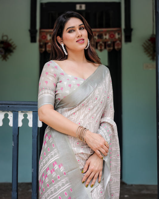 KASHVI PURE LINEN SAREE
