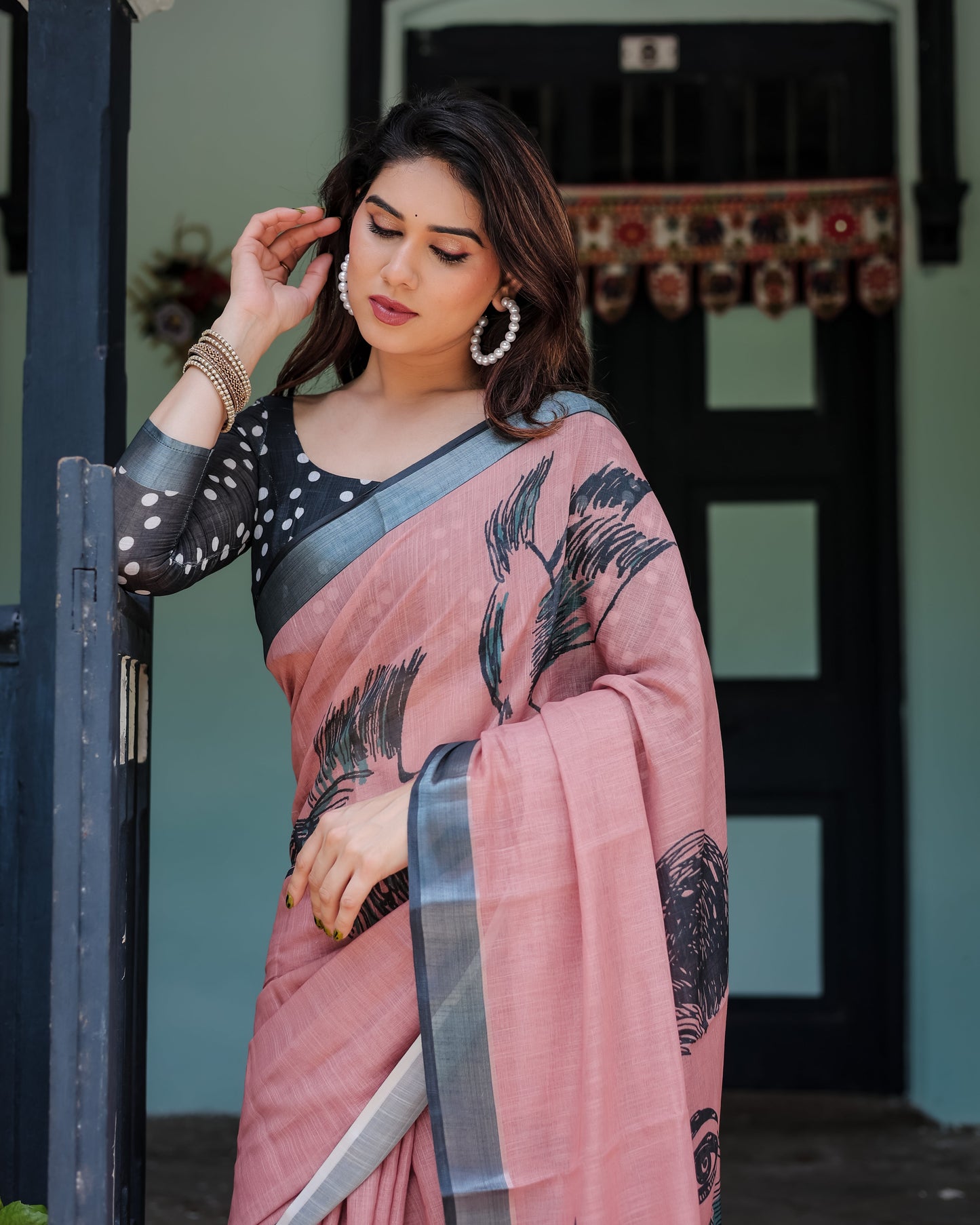 KASHVI PURE LINEN SAREE