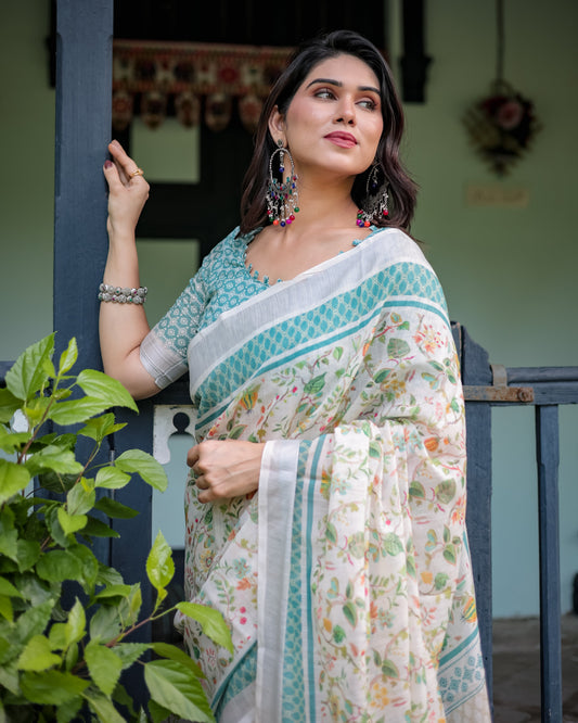 KASHVI PURE LINEN SAREE