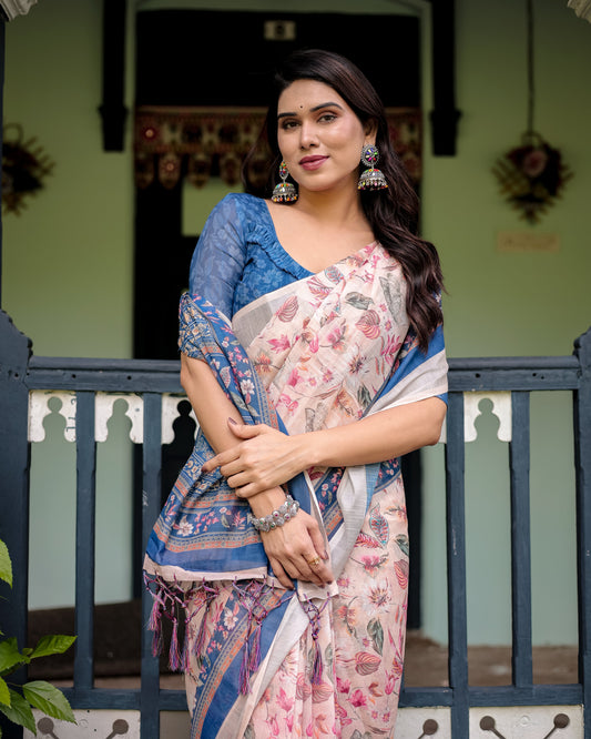 KASHVI PURE LINEN SAREE