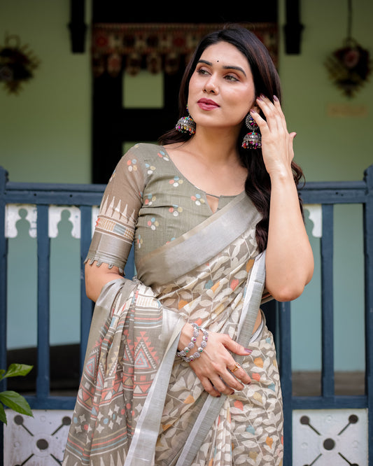 KASHVI PURE LINEN SAREE