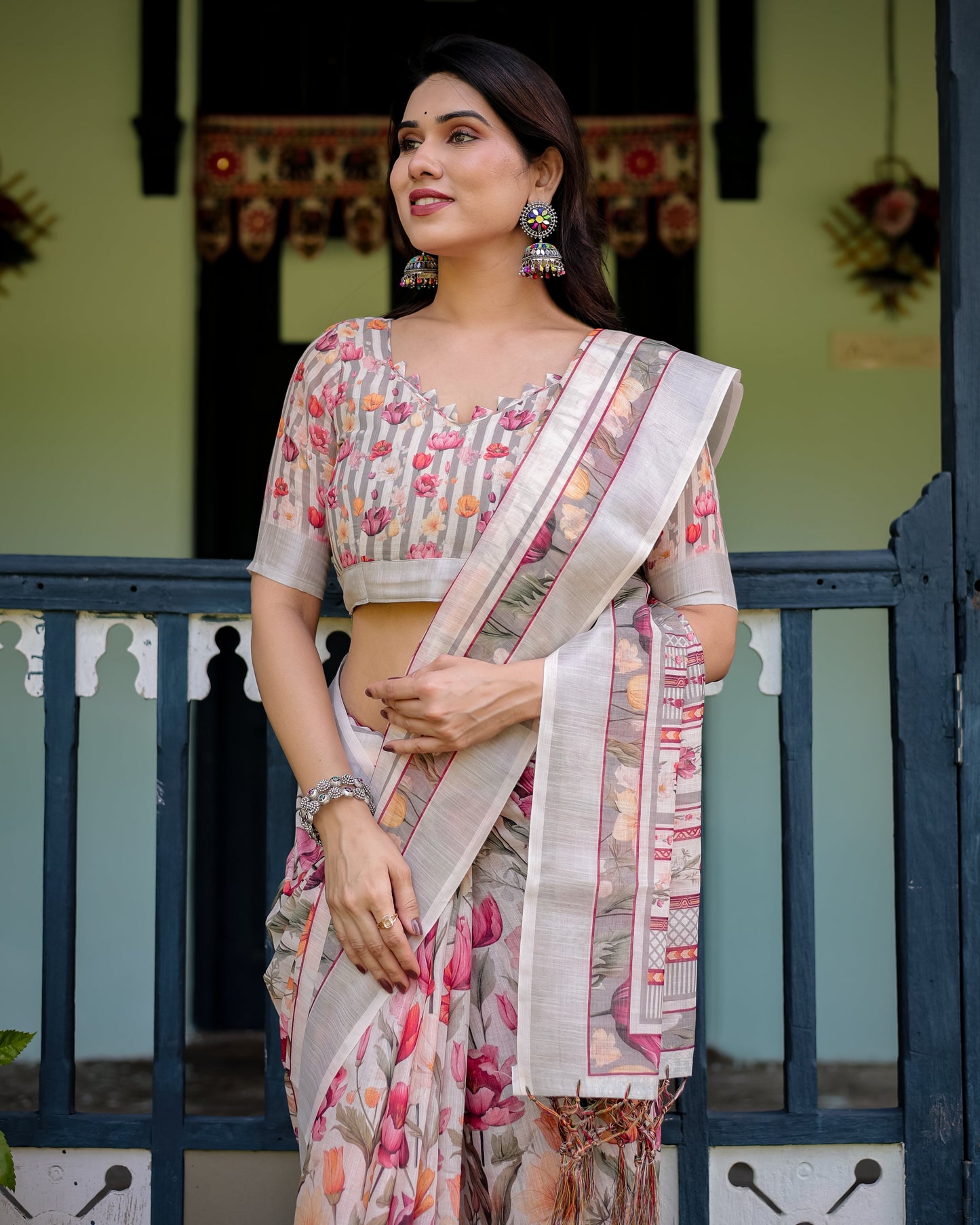 KASHVI PURE LINEN SAREE