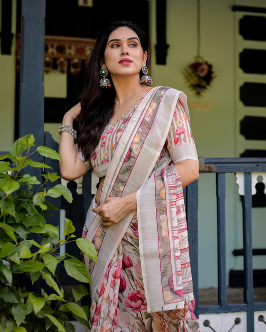 KASHVI PURE LINEN SAREE